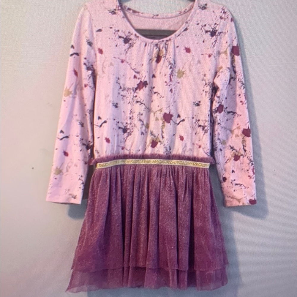 girls purple paint splat print dress
